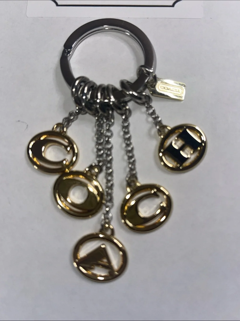 Coach Gold and Silver Letter Charm Keyring and Coach Pen